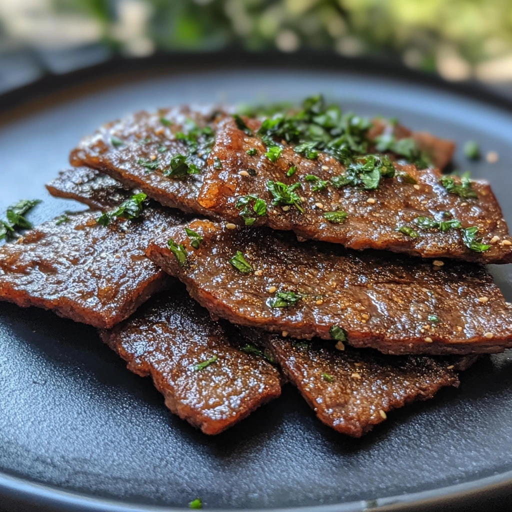 A bowl of crispy, golden-brown beef chips with a sprinkle of seasoning, ready for snacking.