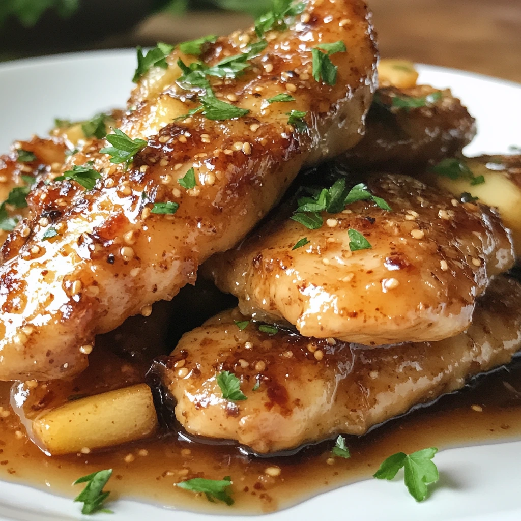 Golden, crispy apple and honey-glazed chicken tenders served on a plate with a side of roasted vegetables, showcasing the sweet and savory flavors of the dish