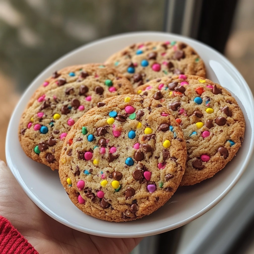 Freshly baked Crumbl-style cookies on a tray, featuring soft and chewy textures with colorful frosting and toppings