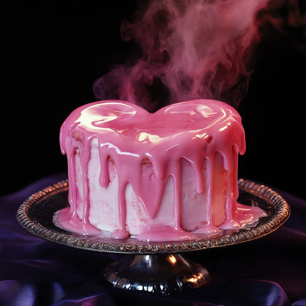 Valentine’s Day heart-shaped cake decorated with red and pink icing and heart motifs