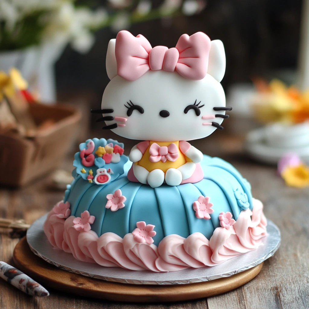 A variety of Hello Kitty cakes available for purchase, showcasing different customization options and designs.