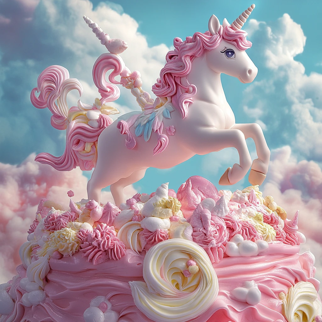 A beautifully decorated unicorn cake