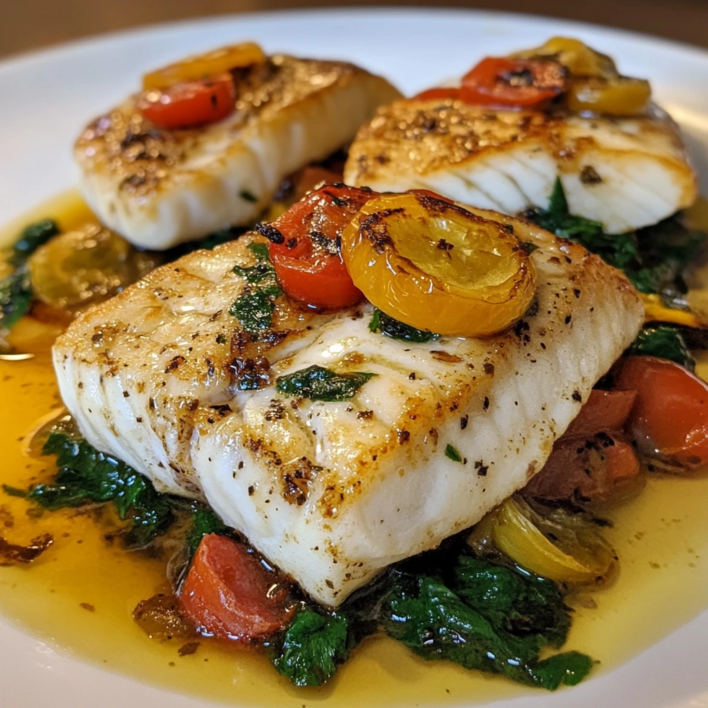 Tuck fish fillets seasoned with garlic, lemon, and fresh herbs, ready to be cooked.