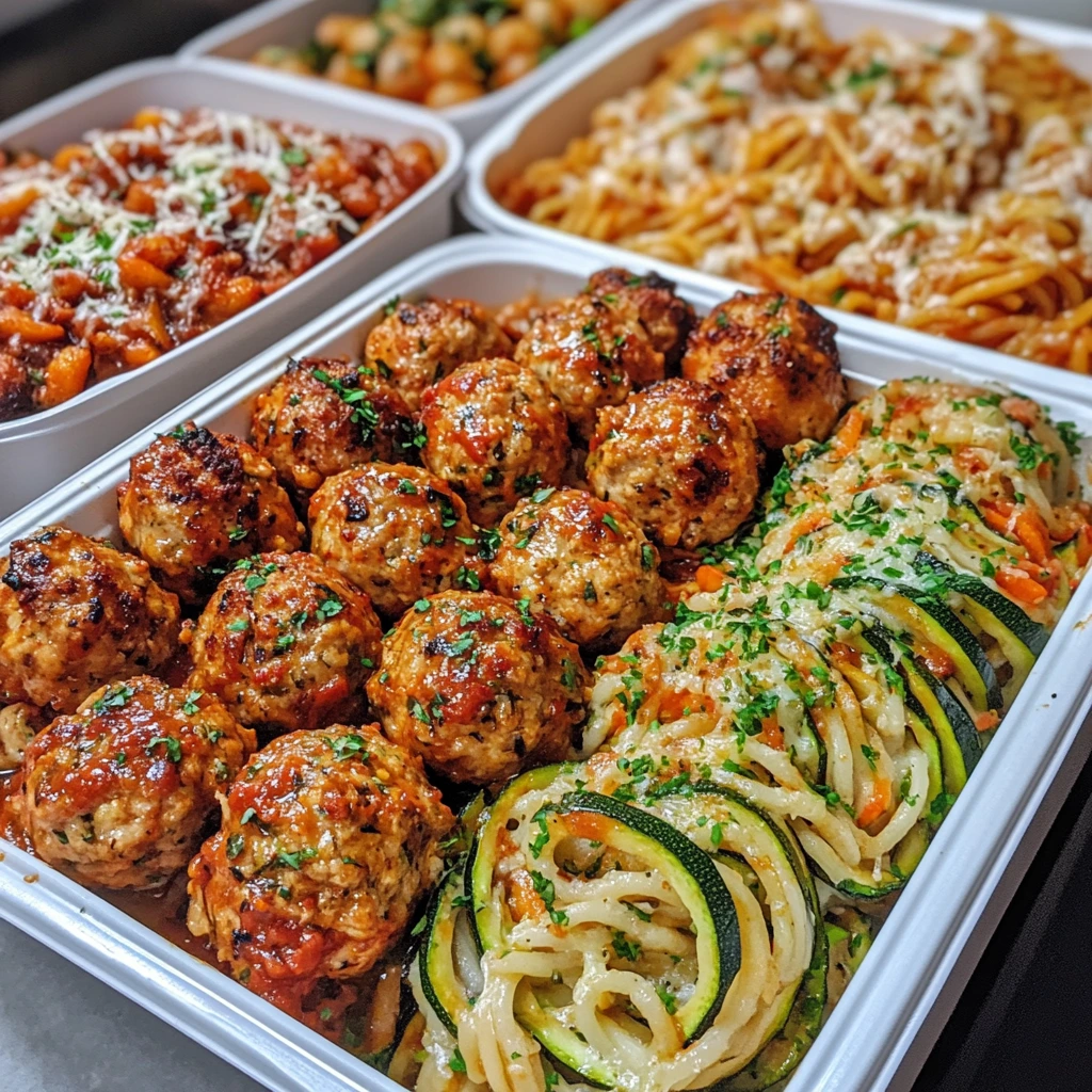Amylu chicken meatballs served with a side of marinara sauce and fresh herbs.