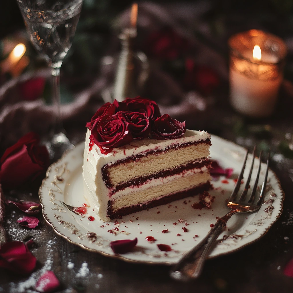 Romantic cake decorated with edible flowers and heart-shaped designs, perfect for a celebration of love.