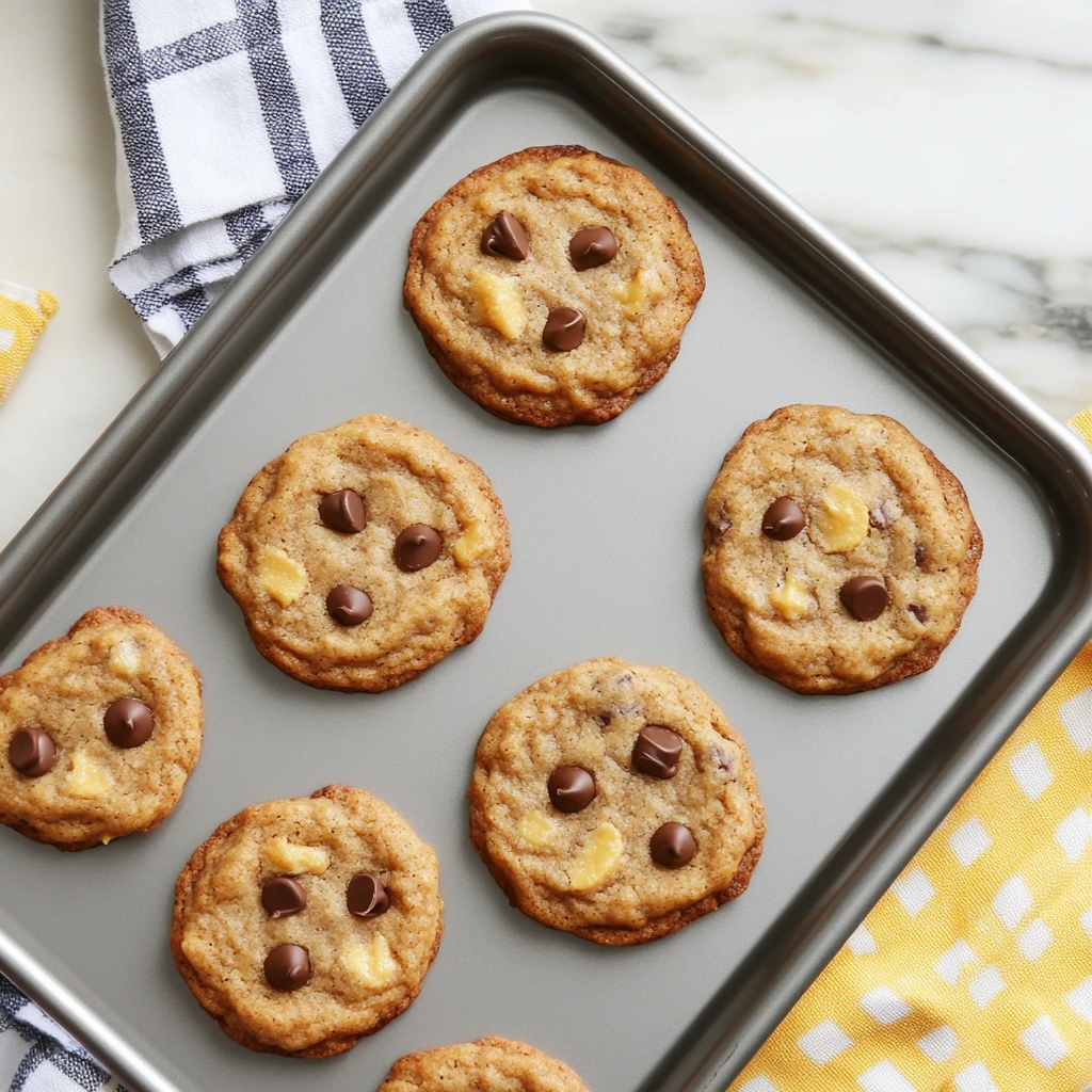 Close-up of banana bread cookies with a soft, moist center and cinnamon dusting.
