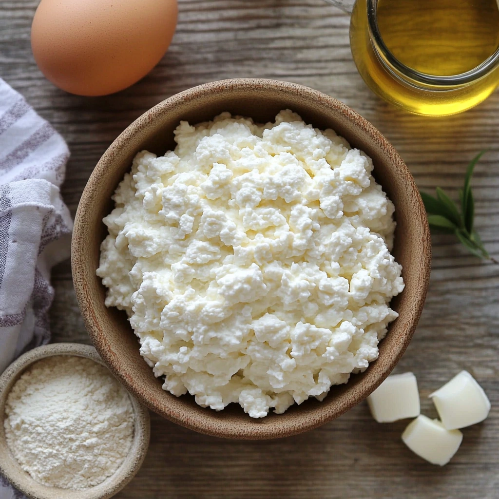Cottage cheese flatbread in a skillet, cooking to a golden crisp with visible herbs on top.