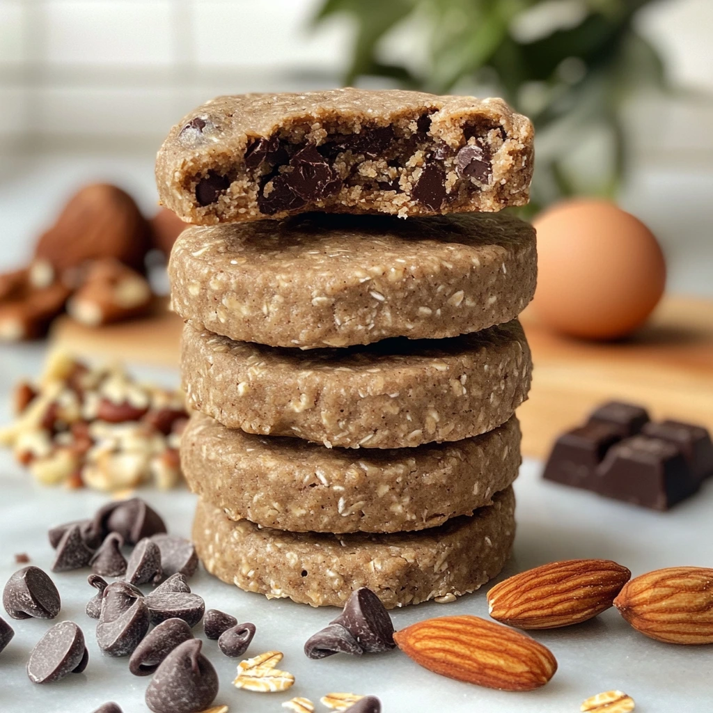 Healthy protein cookies made with oats and chocolate chips