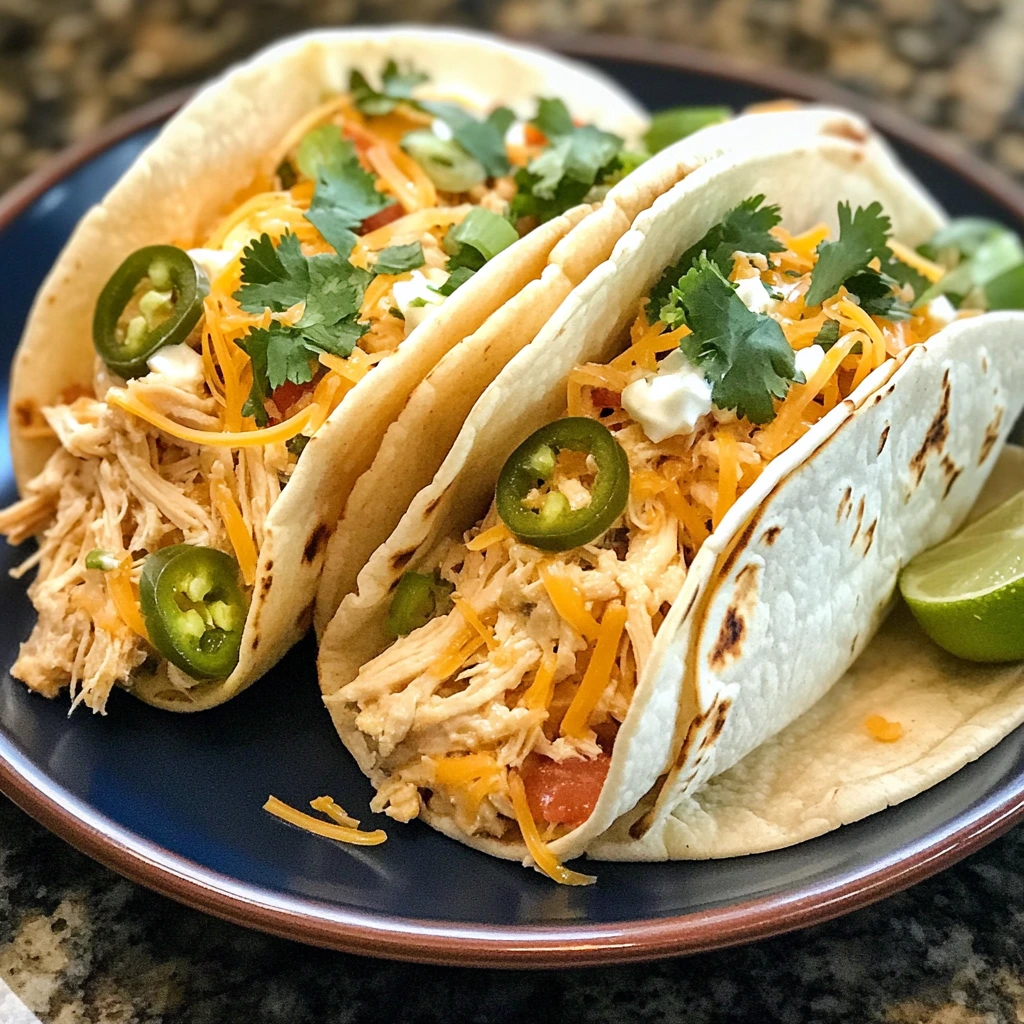 White chicken enchiladas topped with melted cheese and cilantro in a baking dish