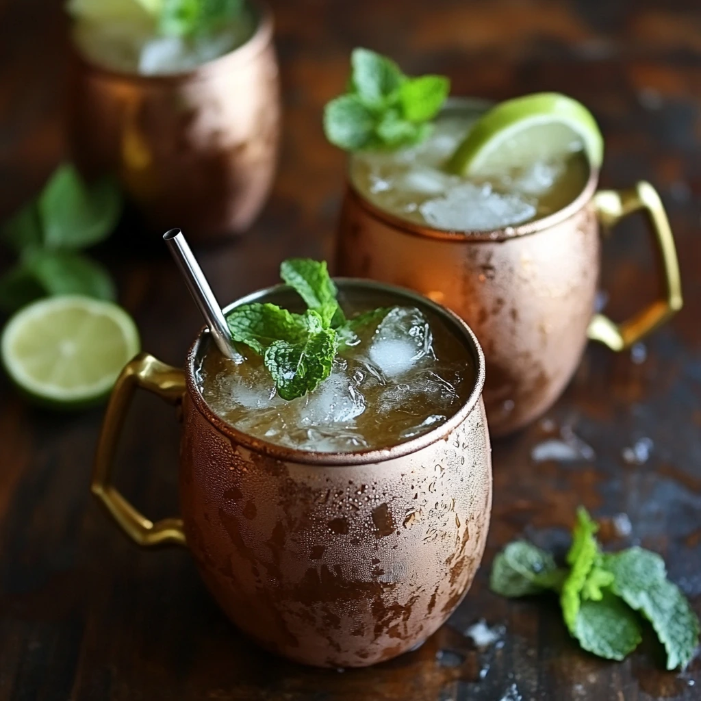 Easy Kentucky Mule cocktail in a copper mug with lime wedge and fresh mint garnish