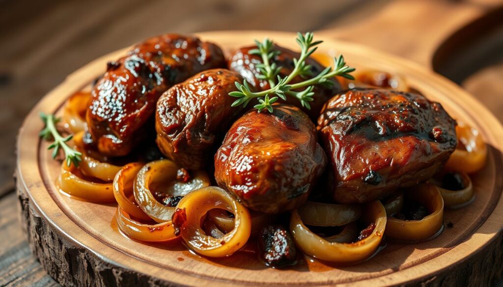 Baked Chicken Livers with Onions