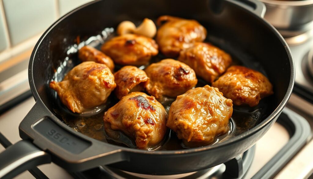 Frying chicken livers at perfect temperature