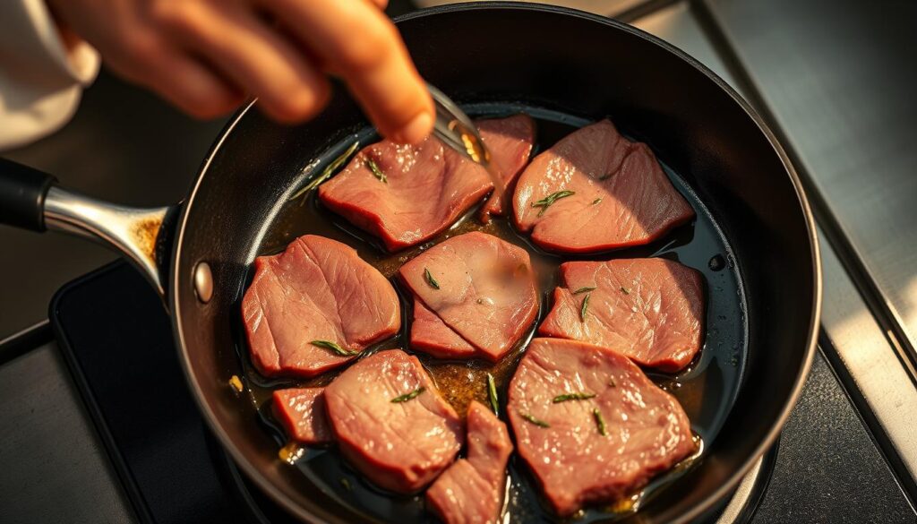 Pan-fried calf liver cooking techniques