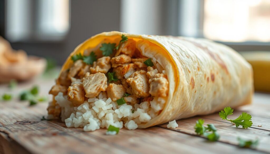 chicken and rice burrito