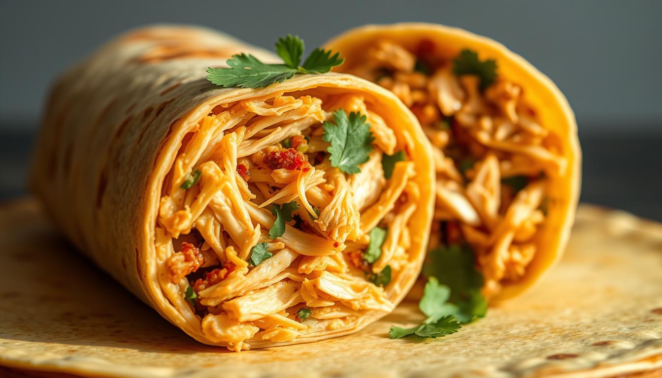 shredded chicken burrito