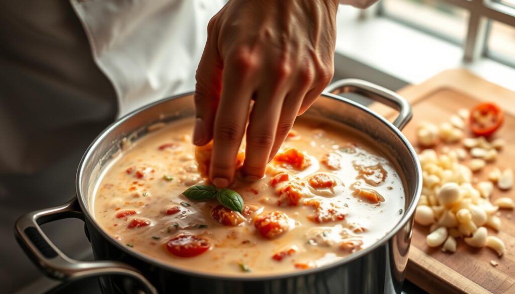 Creamy Pasta Sauce Preparation