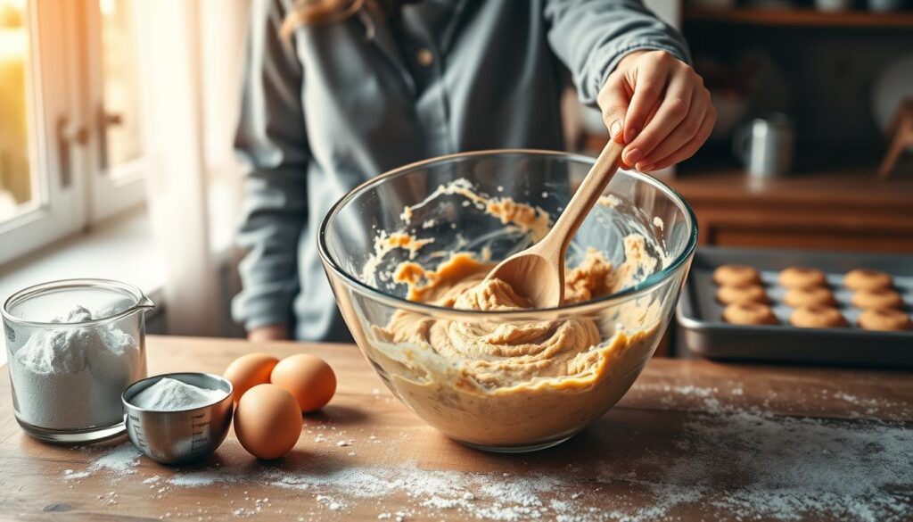 Mixing quick homemade snickerdoodles dough