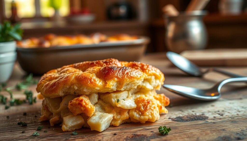 Southern-style chicken cobbler golden brown topping