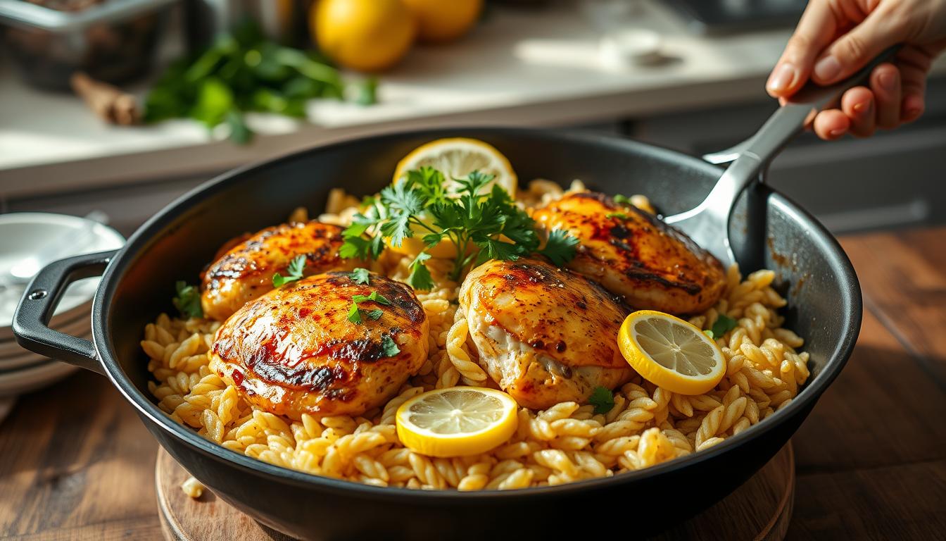 chicken thighs and orzo