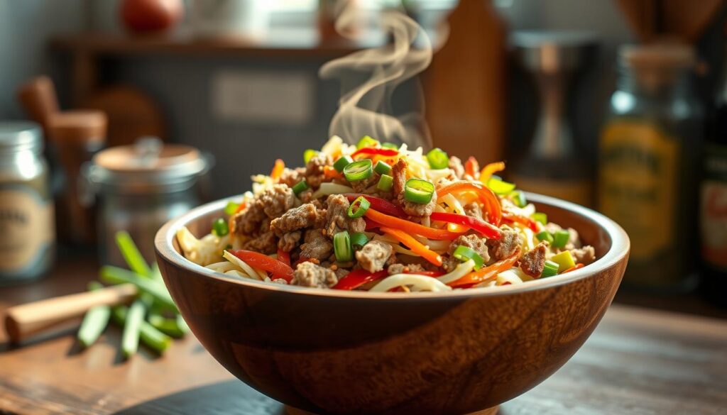 keto egg roll in a bowl